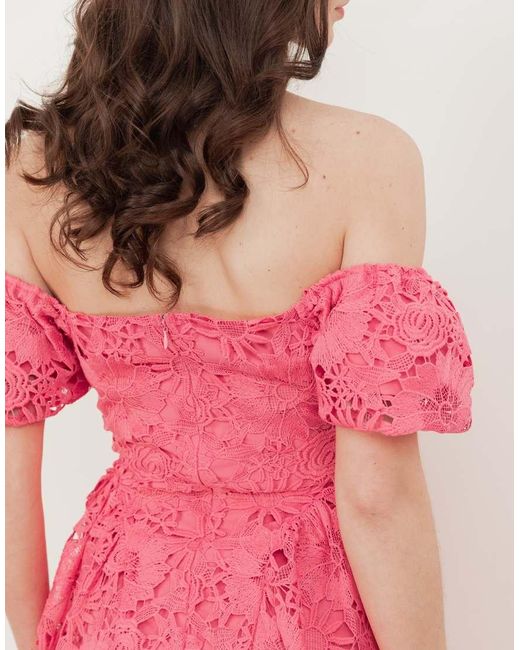 Maya Pink Short Sleeve Lace Midaxi Dress