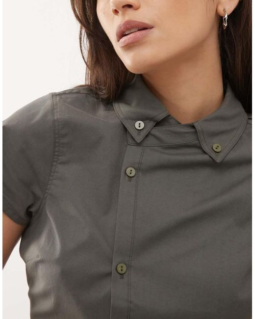 Collusion Gray Asymmetric Hem Fitted Shirt