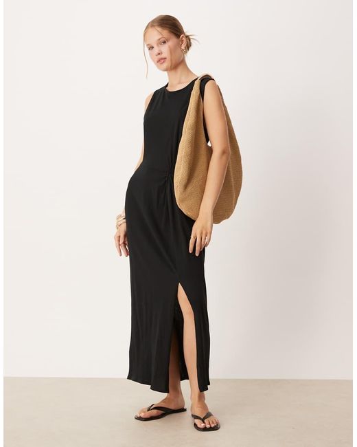 Mango Natural Racer Knot Detail Midi Dress