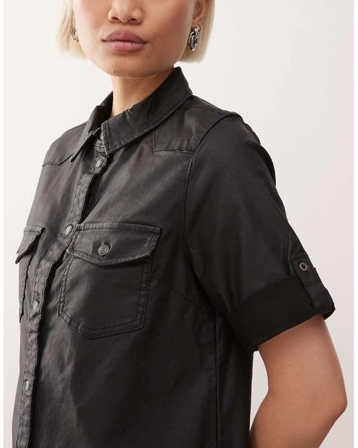 Noisy May Black Button Through Coated Dress