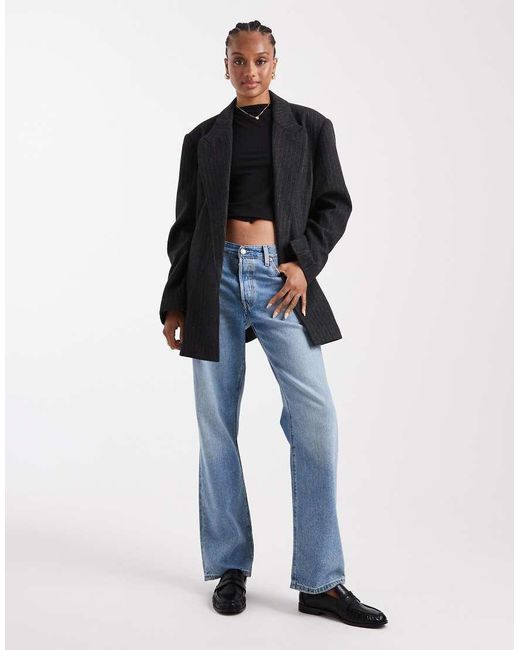ASOS Black Asos Design Tall Wool Blend Pinstriped Formal Blazer