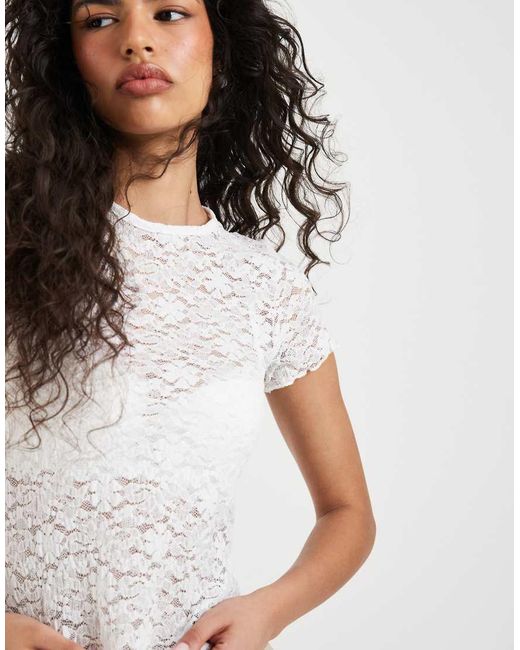 ONLY White Lace Detail T-shirt