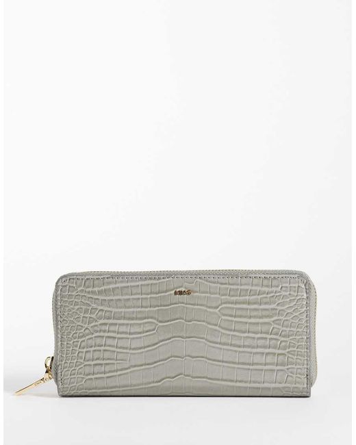 Mango Gray Croc Effect Long Wallet