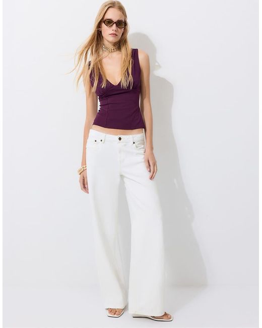 Stradivarius White Fitted Wide-strap Top