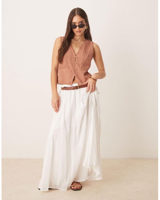 ASOS Natural Cotton Godet Maxi Skirt