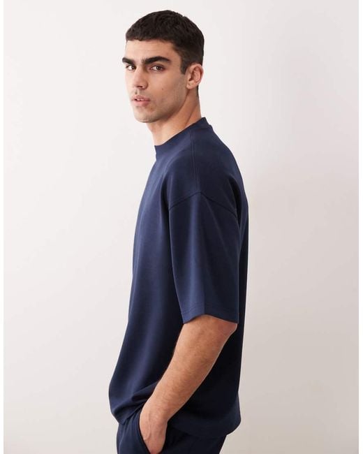 ASOS Blue Luxe Interlock Oversized T-shirt for men