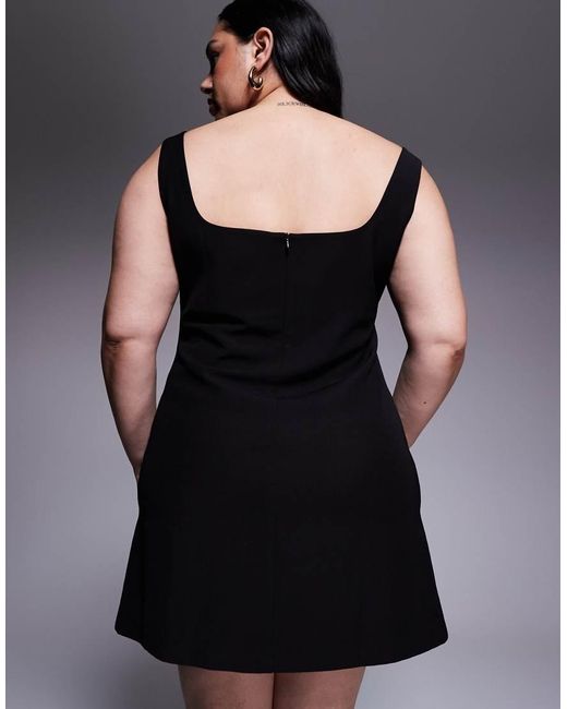 Renee Studio Black Velvet Square Neck Celestial Sequin & Gem Mini Dress
