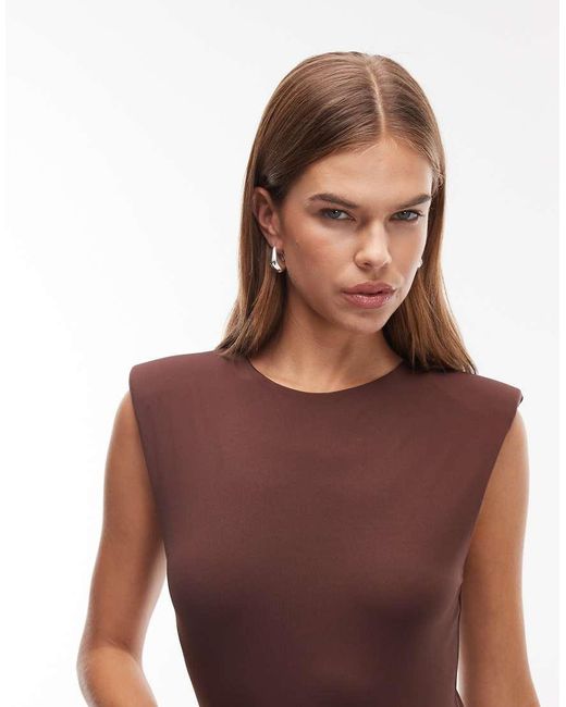 ASOS Purple Slinky Sleeveless Shoulder Pad Bodysuit