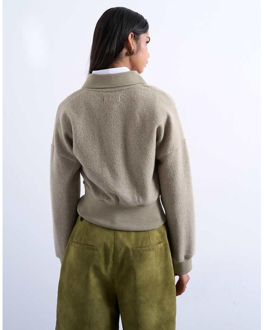 TOPSHOP Gray Lounge Zip Top