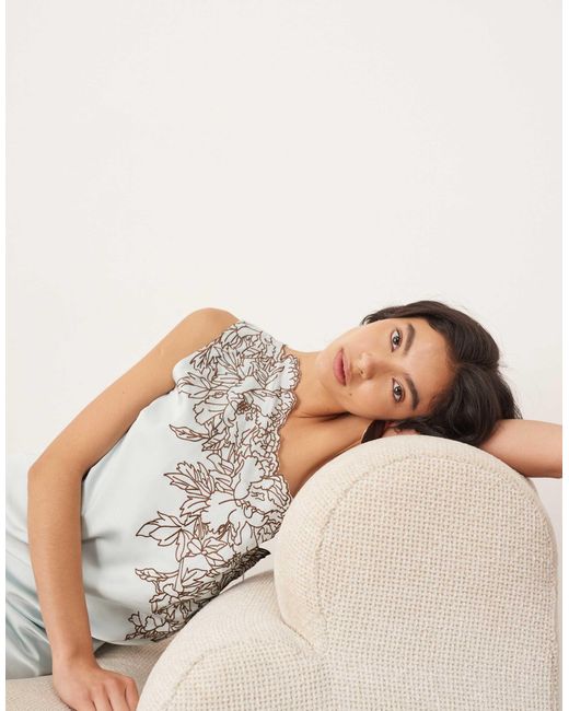 ARRANGE Natural Applique Embroidered Lace Panelled One Shoulder Column Maxi Dress