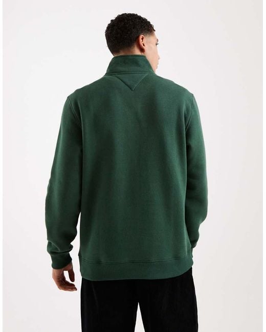 Tommy Hilfiger Green Badge 1/4 Zip Fleece Sweatshirt for men