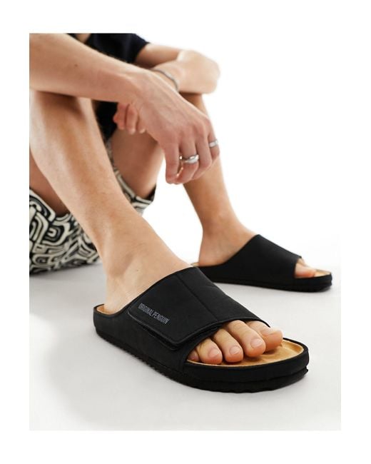Original Penguin Black Velcro Strap Sandals for men