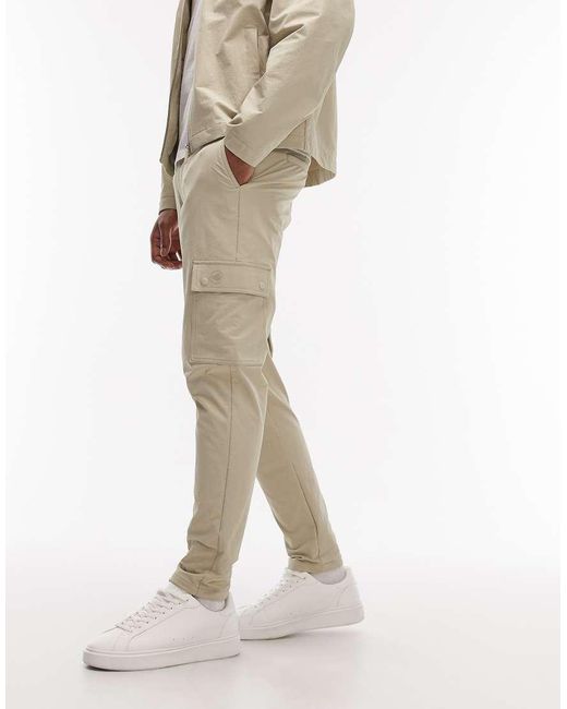 ASOS White Motionmax Four Way Stretch Co-Ord Tapered Cargo Trousers for men