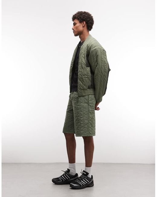 Rains Green 20930 Koya Co-ord Water Repellent Quilted Tonal Bomber Jacket for men