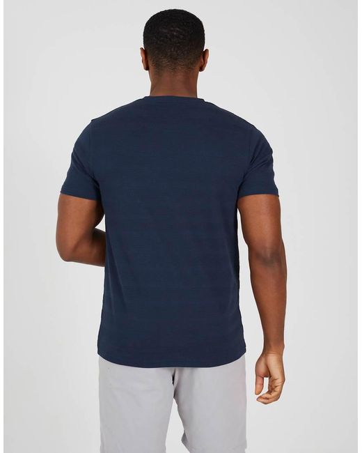 Brave Soul Blue Crew Neck Embroidered Badge T-Shirt for men