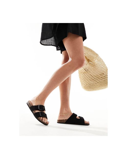 New Look Black – flache sandalen zum hineinschlüpfen mit doppelriemen