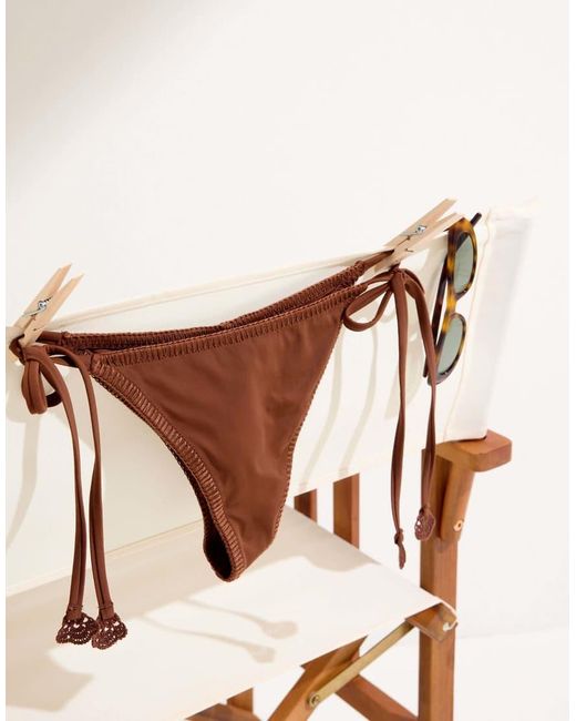 Calzedonia Natural Brazilian Bikini Bottoms Floral Crochet