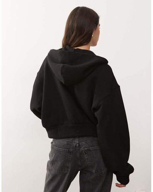 Weekday Black Oversized Boxy Fit Zip Through Hoodie