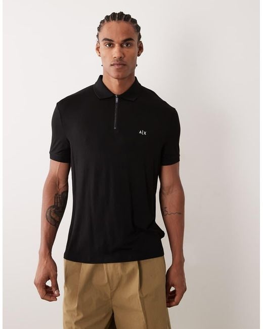 ARMANI EXCHANGE Black Logo Polo Shirt for men
