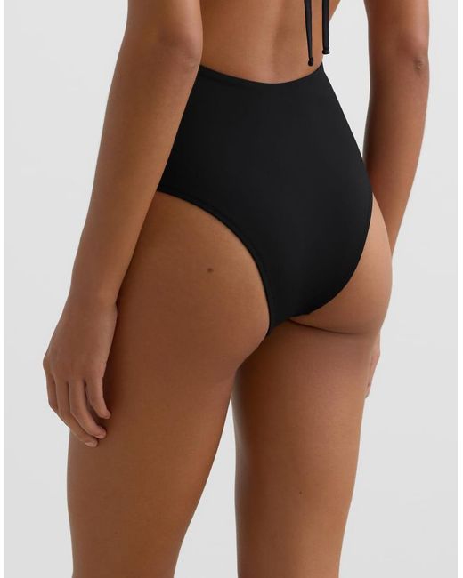 Oysho Black Asymmetric Tie-Detail Trikini