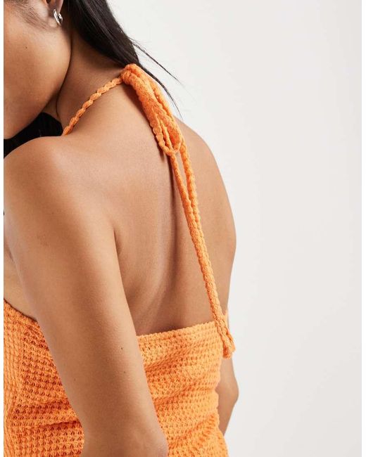 Vero Moda Brown Halter Neck Knitted Mini Dress