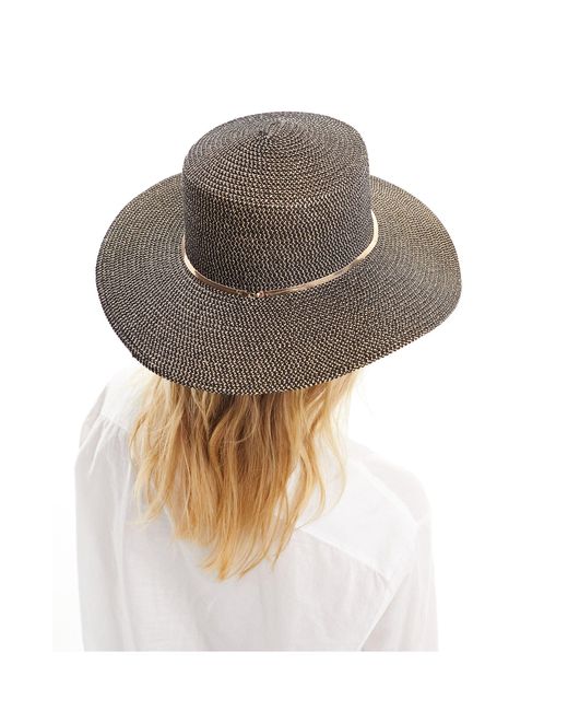 ALDO White Wide Brim Straw Hat With Gold Chain Detail