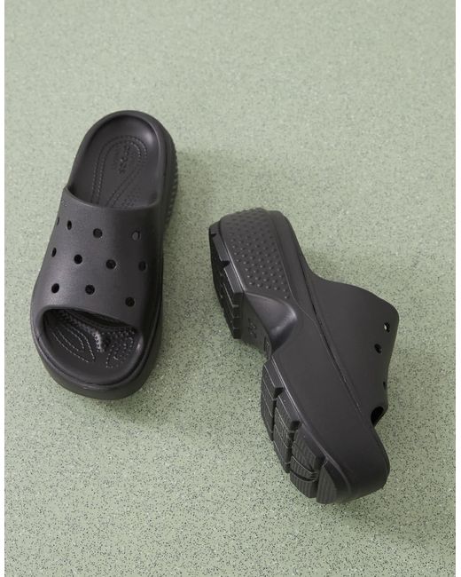 CROCSTM Black Stomp Stacked Sliders