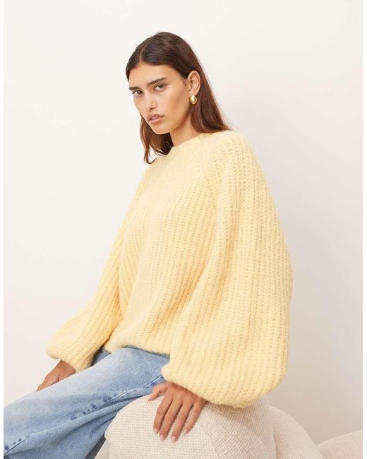 ARRANGE Natural Rib Knit Oversized Jumper With Wool