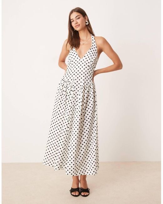 dkny halter midi dress Donna Karan Women's Sleeveless Cross-Front Midi Halter Dress in Cream main image 0