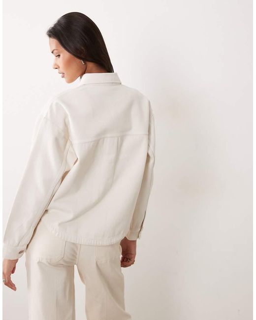 Jdy Natural Boxy Denim Jacket With Front Pockets