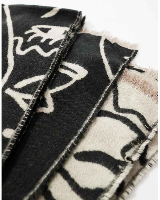 ASOS White Abstract Face Jacquard Woven Scarf