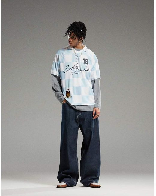 Weekday Blue Astro Unisex Low Rise Loose Fit baggy Jeans