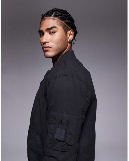 River Island Gray Utility Bomber Jacket for men