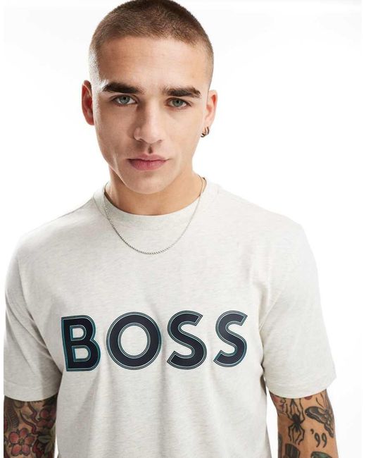 T-Shirt Grigia di Boss in White da Uomo