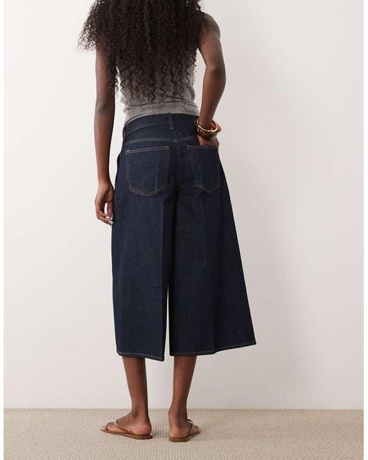 Abercrombie & Fitch Blue High Rise Denim Culottes