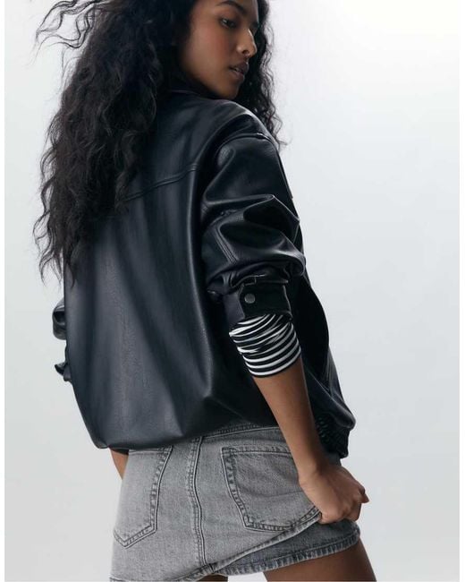 Stradivarius Gray D62 Denim Skort