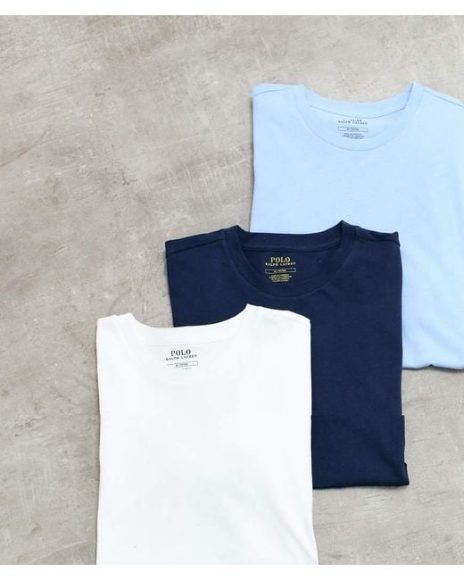 Polo Ralph Lauren Blue 3 Pack Fitted T-shirts for men