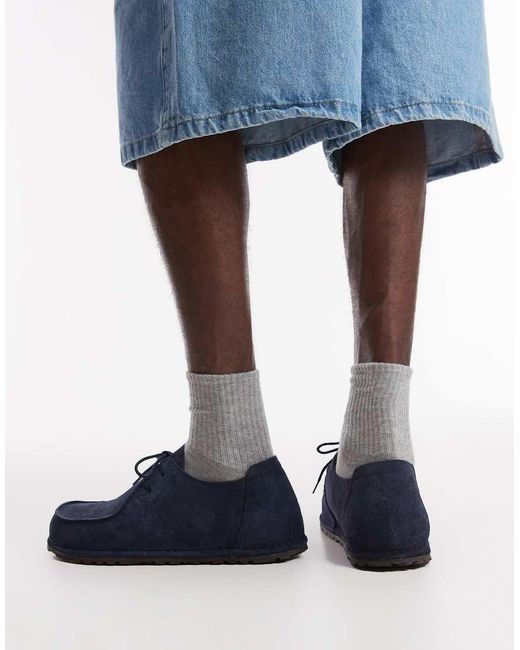 Birkenstock Blue Utti Lace Suede Shoes