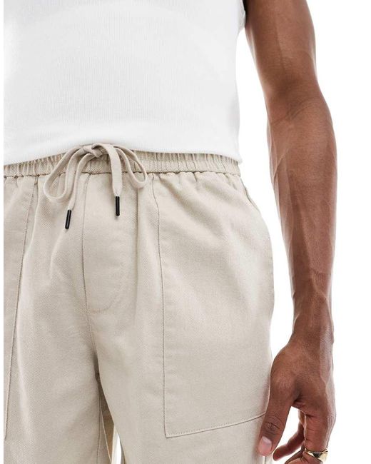 Pantalones Cortos Beis De Estilo Worker De Mezcla De Lino De -Neutro Only & Sons de hombre de color Natural