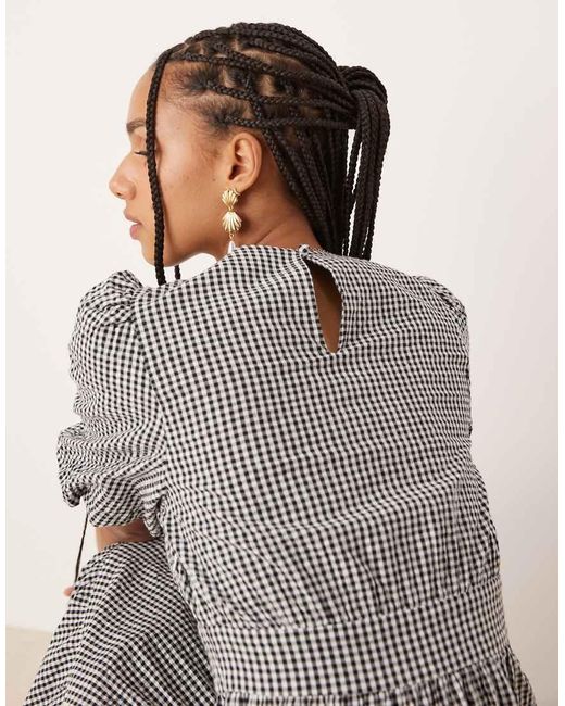 Nobody's Child Gray Ricky Puff Sleeve Midi Dress