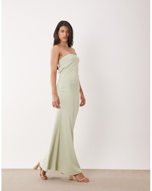 Aria Cove Natural Structured Bandeau Cowl Back Detail Maxi Dress