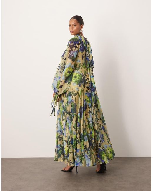 ARRANGE Green Curve High Neck Trapeze Maxi Dress