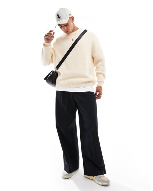ASOS White Oversized Brushed Knitted Jumper for men