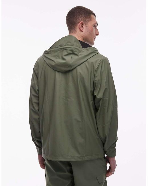 Rains Green 12210 Pocket Waterproof Cargo Hooded Jacket for men