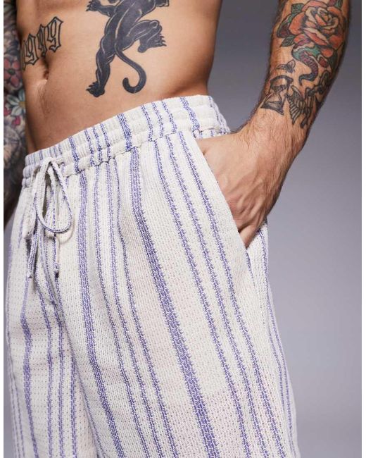 Pantalones Cortos Playeros Color Crema A Rayas Azules De (Parte De Un Conjunto) South Beach de hombre de color Purple