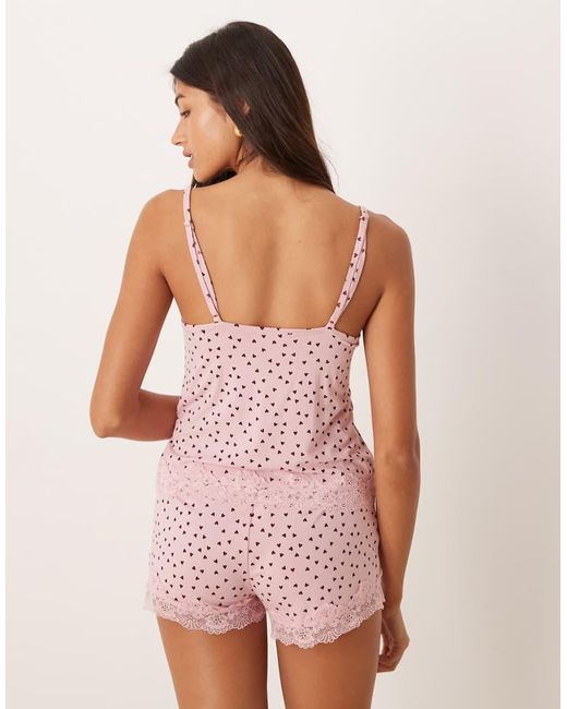 ASOS Pink Mix & Match Pyjama Cami With Lace Trim