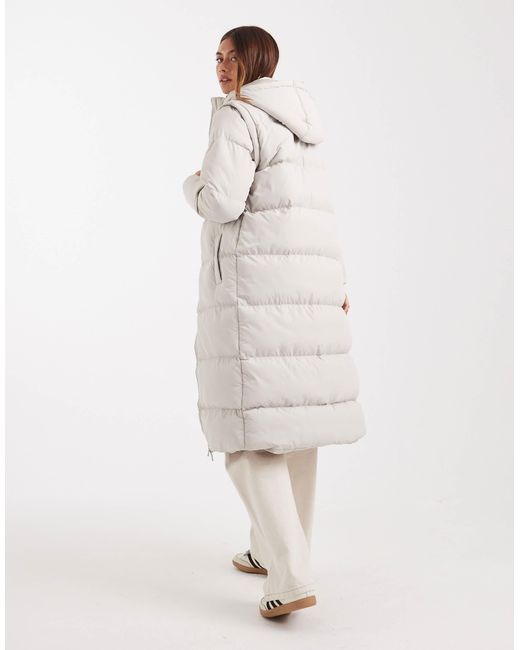 Brave Soul Natural Hooded Maxi Padded Jacket With Detachable Sleeves