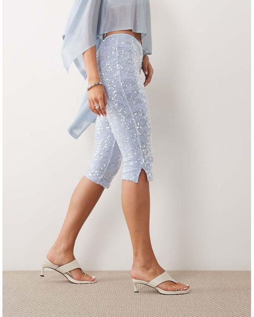 ASOS Blue Sequin Capri Pants