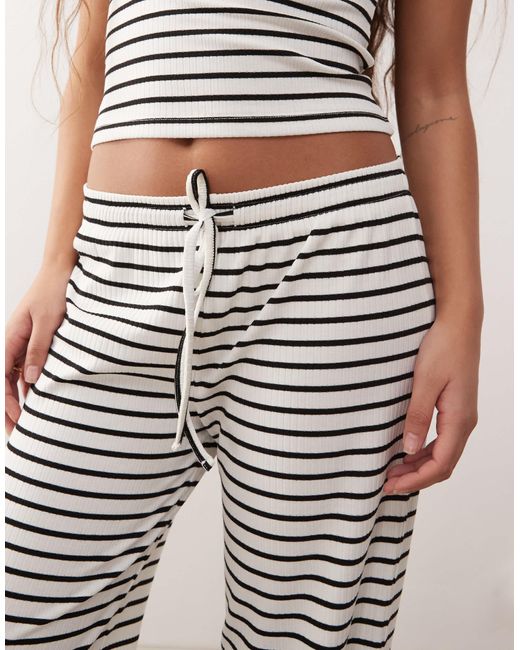 Collusion Natural Drawstring Wide Leg Stripe Trouser Co-ord