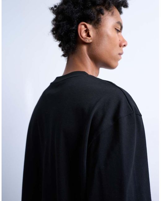Topman Blue Relaxed Cropped Fit Long Sleeve T-shirt for men